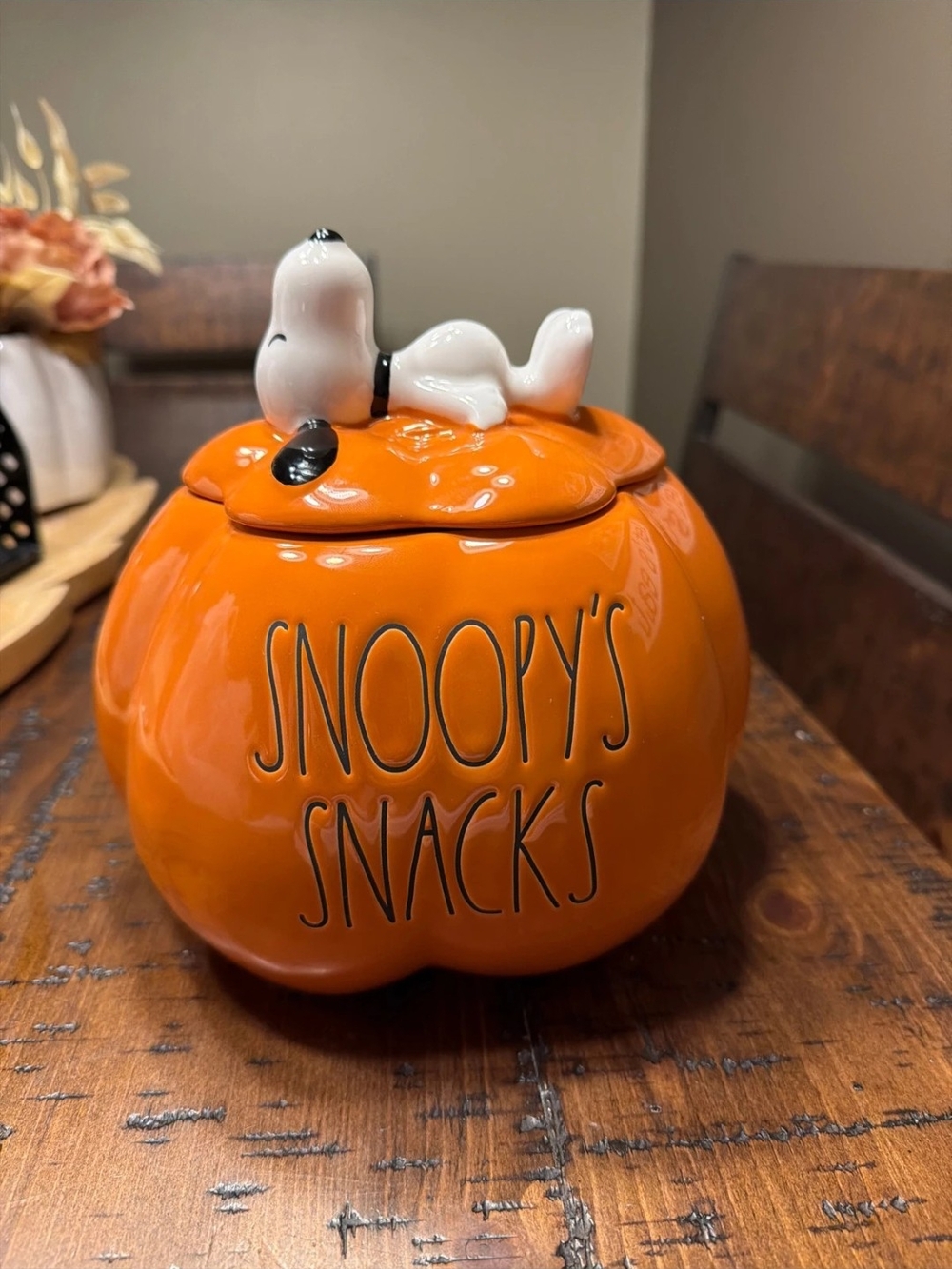 Peanuts Orange Pumpkin Treat Jar with Snoopy Lid